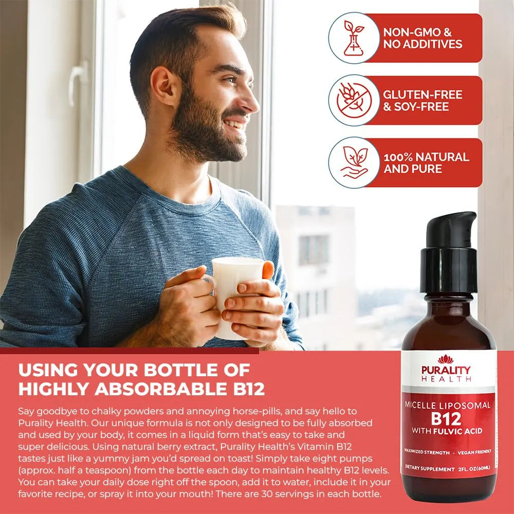 Vitamina Líquida Liposomal B12 2500 Mcg Con Ácido Fúlvico Energía Y Bienestar
