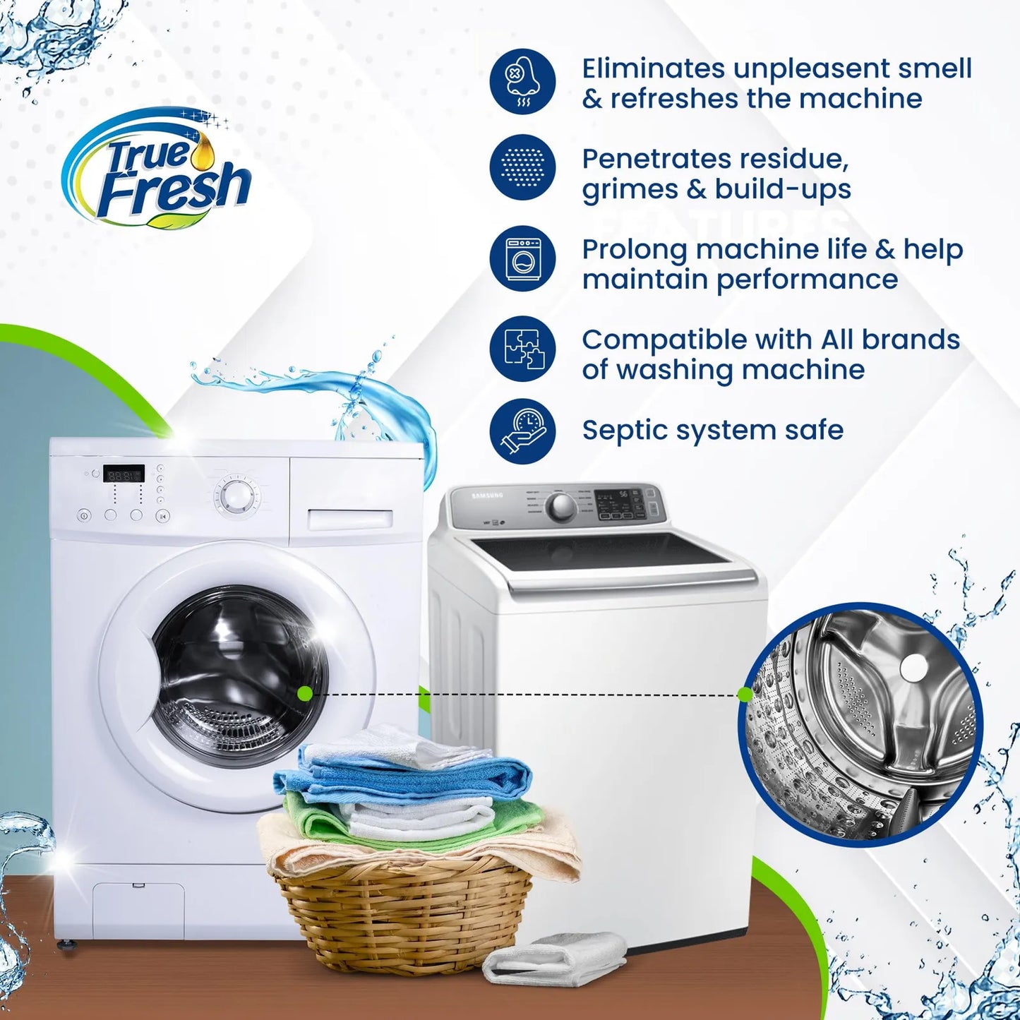 Tabletas Limpiadoras Para Lavadora 25 Unidades Limpieza Profunda True Fresh