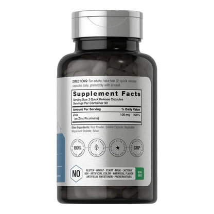 Horbäach Zinc Picolinate 100mg 120 Cápsulas - Imagen 2