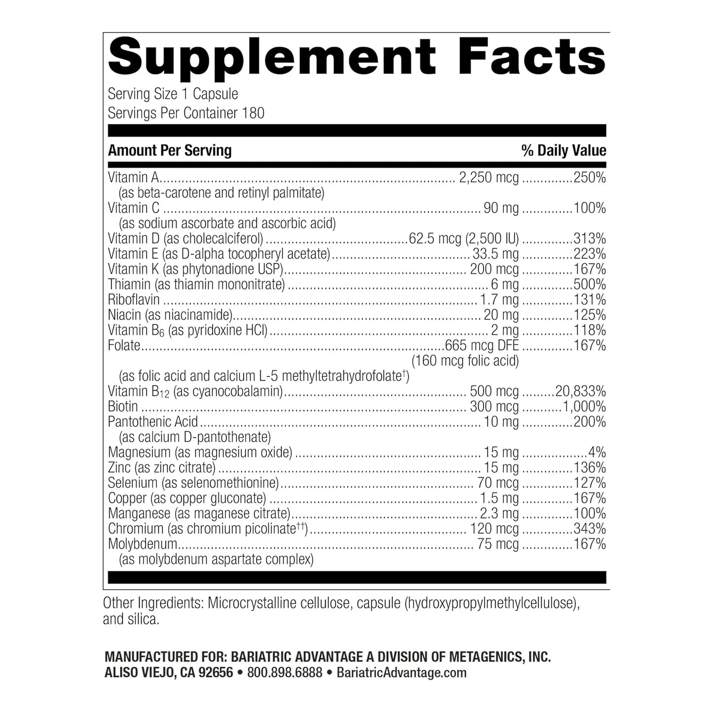 Multivitaminico Alto ADEK 180 Capsulas Post Cirugia Bariatrica Vitaminas A D E K