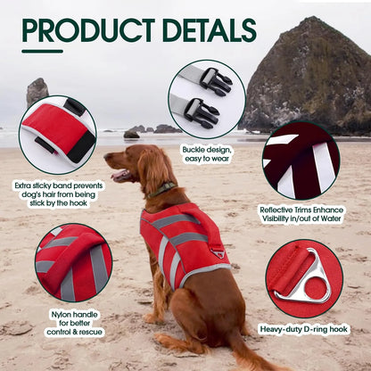 Chaleco Salvavidas Para Perros Kuoser Con Rayas Reflectantes Y Alta Flotabilidad