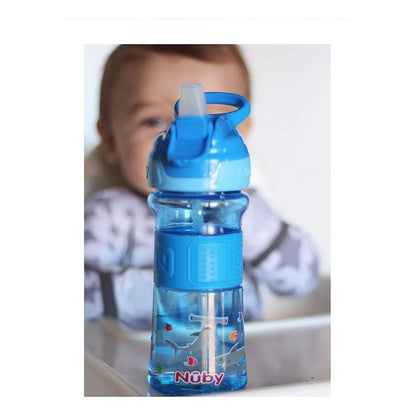 Botella De Agua Para Niños Con Boquilla Suave Diseño Tiburón 12 Onzas