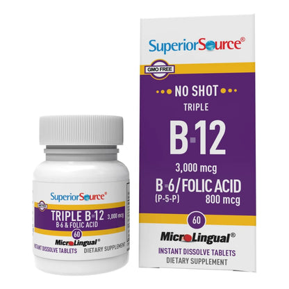 Tabletas Microlingües B12 3000 Mcg Disolución Rápida 60 Unid Energía Y Cognición