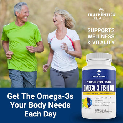 Aceite De Pescado Omega 3 2400 Mg Triple Fuerza Alto Epa Dha Suplemento Salud
