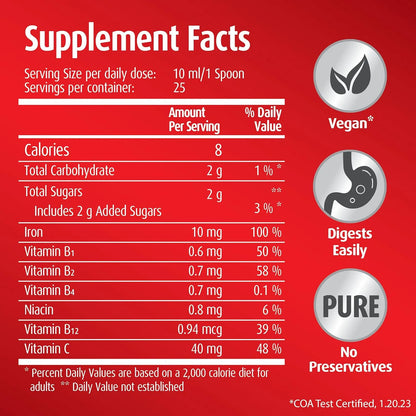 Hierro Liquido Con Vitamina C Sabor Fruta 250 Ml 25 Porciones Hübner Iron Vital