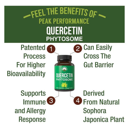 Cápsulas De Fitosoma De Quercetina Extracto De Sophora Japonica 250 Mg Absorción Superior Vegano