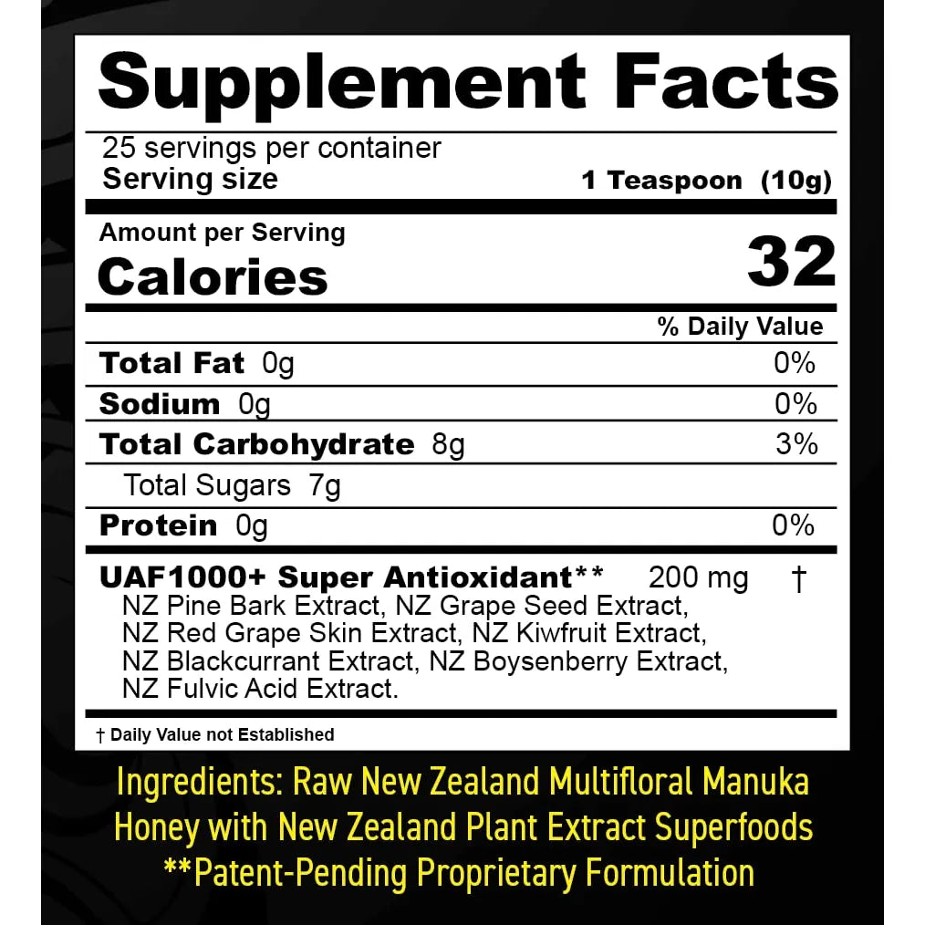 Miel De Manuka Multifloral Cruda Con Uaf1000+ Antioxidante Premium 230% Más Bioactiva