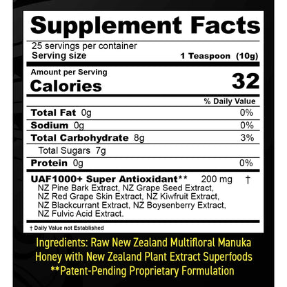 Miel De Manuka Multifloral Cruda Con Uaf1000+ Antioxidante Premium 230% Más Bioactiva