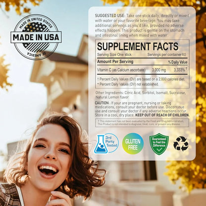 Vitamina C Tamponada 3000 Mg 60 Barras Apoyo Inmunológico Sin Acidez