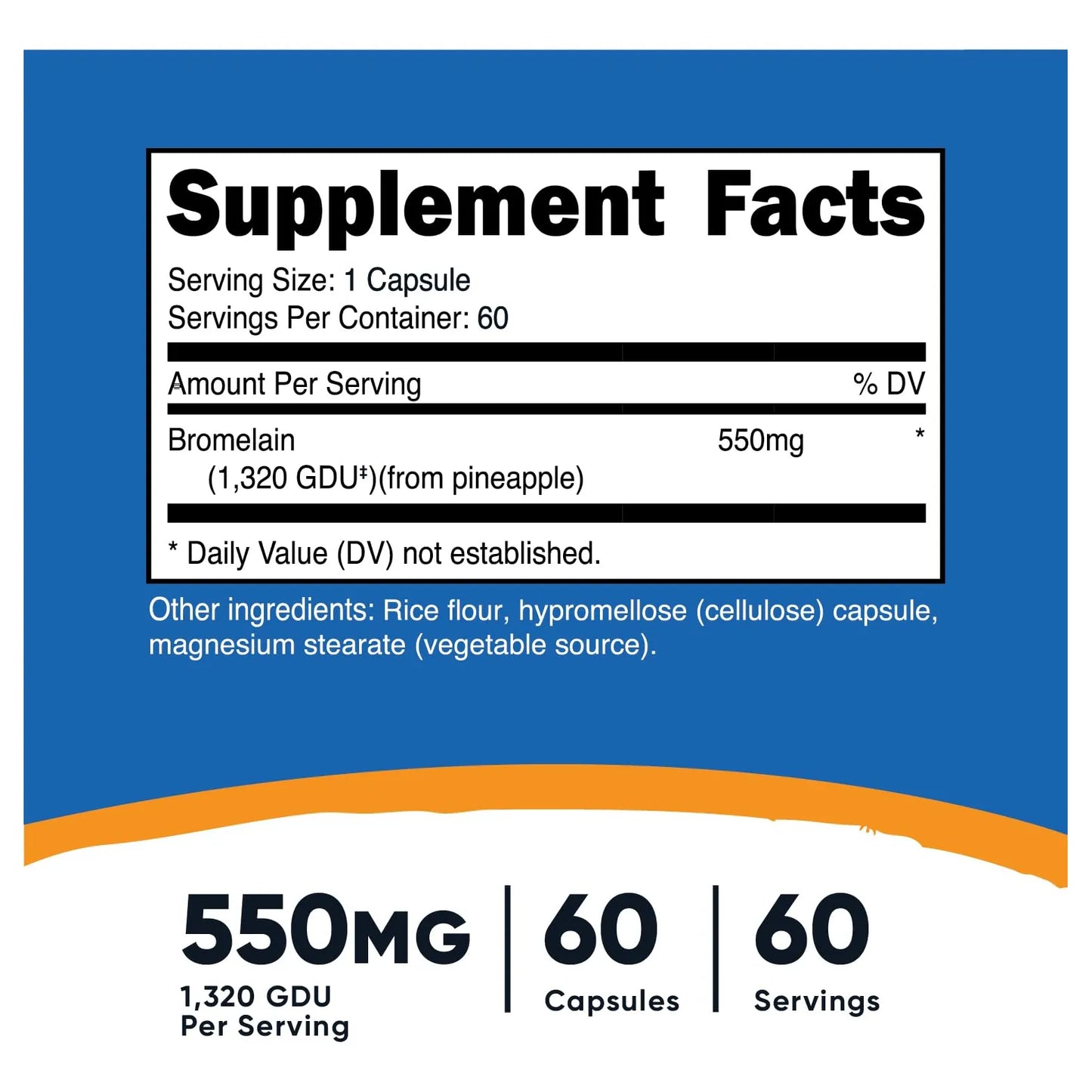 Cápsulas De Bromelina 60 Unidades 550 Mg Veganas Sin OMG GMP