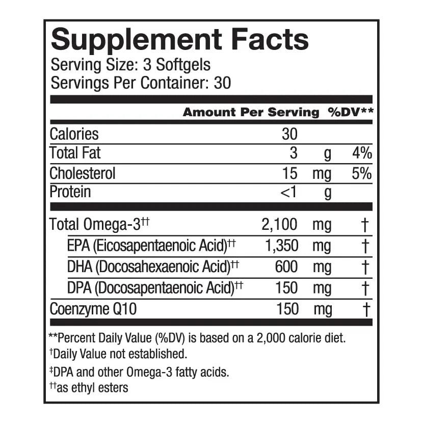 Omega 3 2100 Mg Con Coq10 90 Capsulas Suplemento Aceite Pescado Triple Fuerza