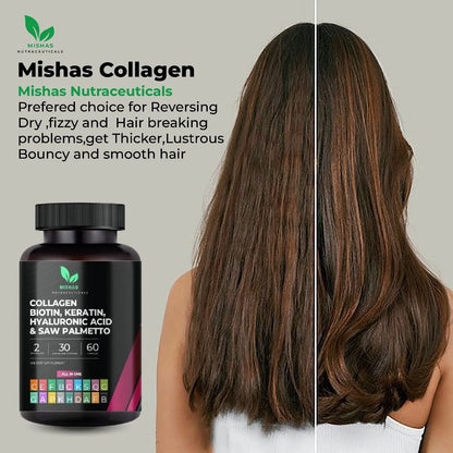 Suplemento Multi Colágeno Biotina Queratina Ácido Hialurónico Crecimiento Cabello Piel Uñas 60 Cápsulas