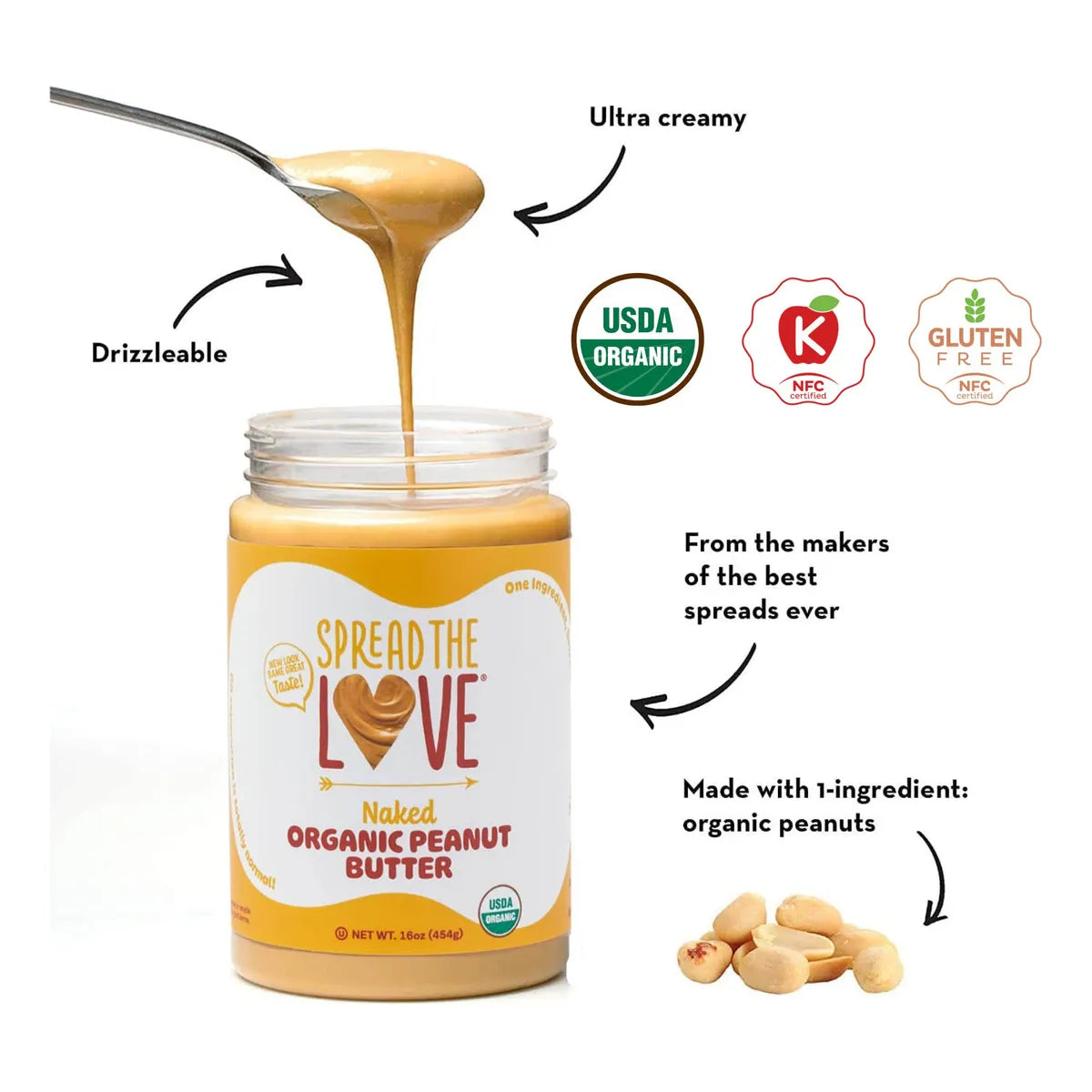 Crema De Cacahuate Orgánica Cremosa Sin Sal Ni Azúcar Añadida Pura Nutrición
