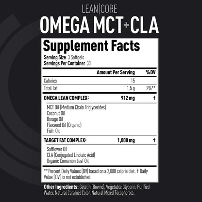 Lean CORE Omega MCT + CLA Suplemento Para Músculo Magro Y Salud