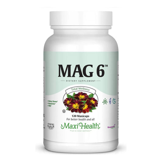 Mag 6 Magnesio Óxido Glicinato Con Vitamina B6 120 Cápsulas Alivia Calambres Migrañas