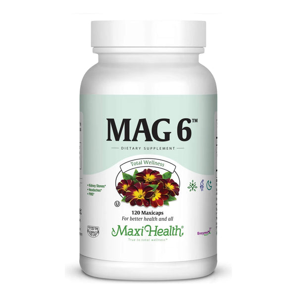 Mag 6 Magnesio Óxido Glicinato Con Vitamina B6 120 Cápsulas Alivia Calambres Migrañas