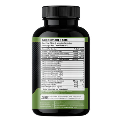 Complejo De Magnesio 10 En 1 Con Vitaminas B Y Minerales Gade Nutrition