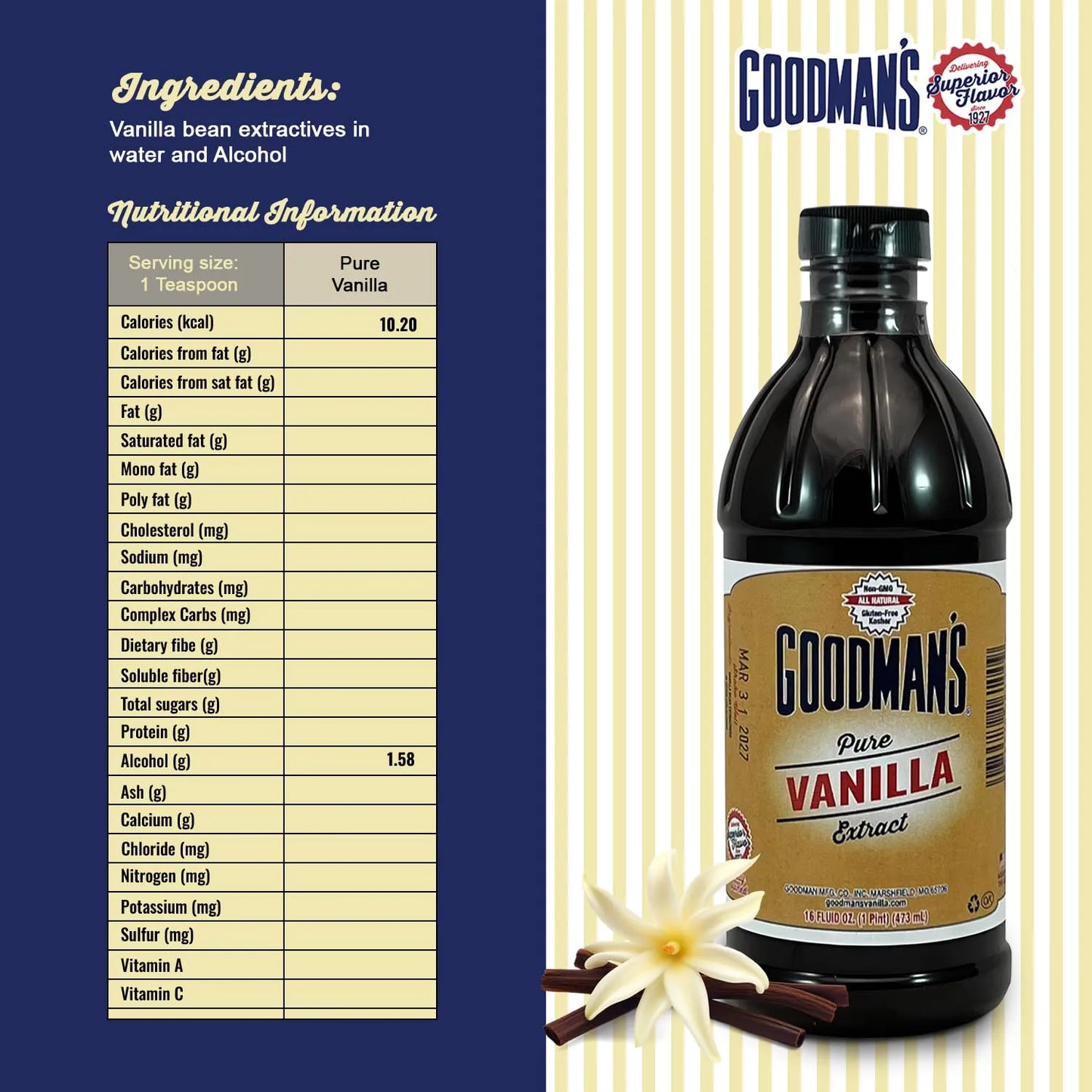 Extracto Puro De Vainilla Bourbon Madagascar 118 Ml Sin Gluten Y Kosher