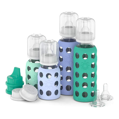 Juego De 4 Biberones Lifefactory Vidrio Seguro Con Silicona Etapas 1 2 3