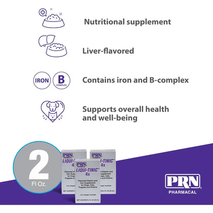 Suplemento Liquido De Hierro Y Vitaminas Para Mascotas PRN Pharmacal Liqui Tonic 4X Sabor Higado 2 Oz
