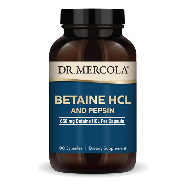 Betaína HCL Y Pepsina 650 Mg 90 Cápsulas Dr Mercola Digestión Óptima