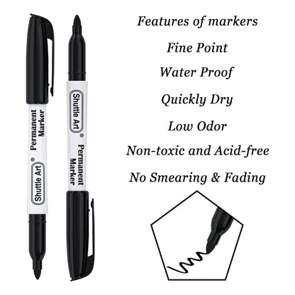 Juego De 50 Rotuladores Permanentes Shuttle Art Tinta Negra Superficies Multiples