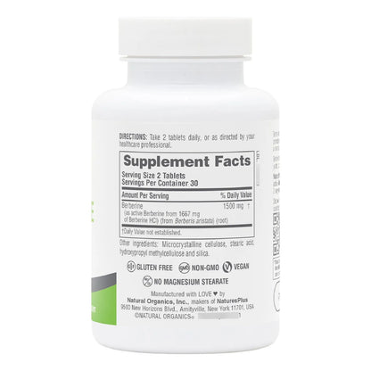 Berberina 1500 Mg Natures Plus Pro 60 Tabletas Metabolismo Saludable