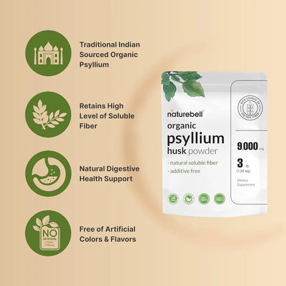 Polvo Orgánico De Cáscara De Psyllium 1.36 Kg Fibra Soluble Para Digestión Y Corazón