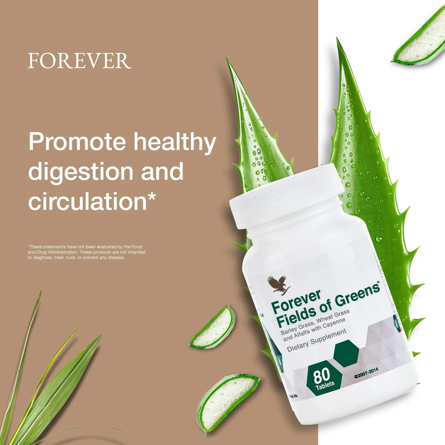 Forever Fields Of Greens Suplemento Superalimenticio Verde Con Hierba De Cebada Pasto De Trigo Y Alfalfa 80 Tabletas
