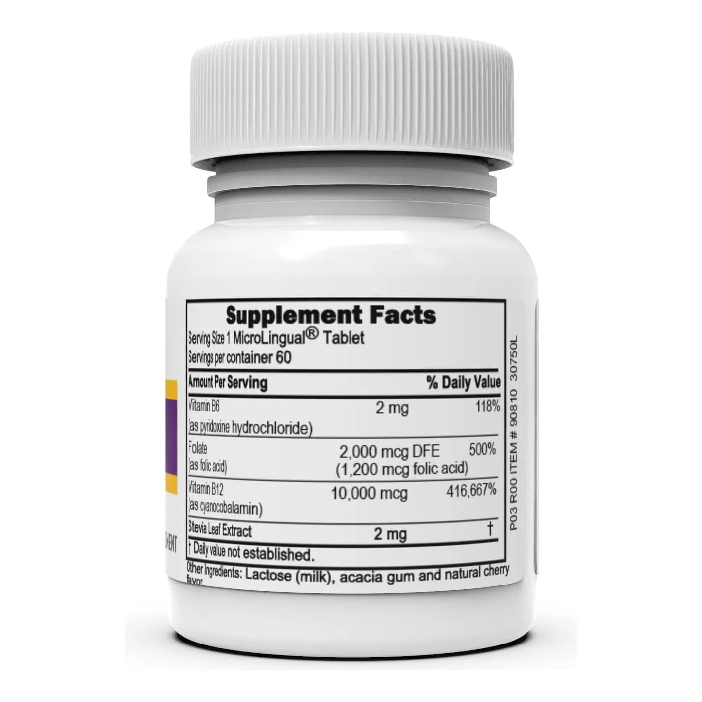 Vitamina B12 Cianocobalamina 10000 Mcg B6 Y Ácido Fólico Tabletas Microlingües