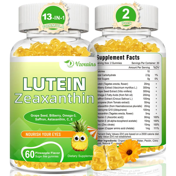 Gomitas De Luteína 20 Mg Con Zeaxantina Suplemento Ocular Vitaminas C E Arándano 120 Cts