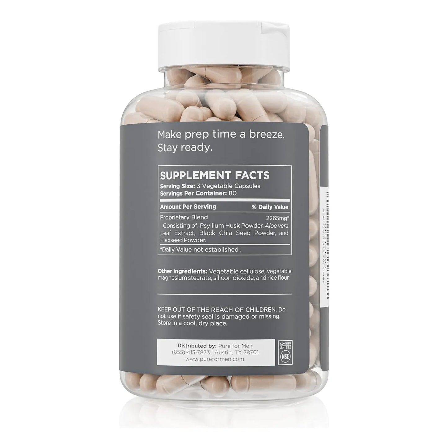 Fibra Para Hombres Original Suplemento Digestivo Con Psyllium Y Aloe Vera