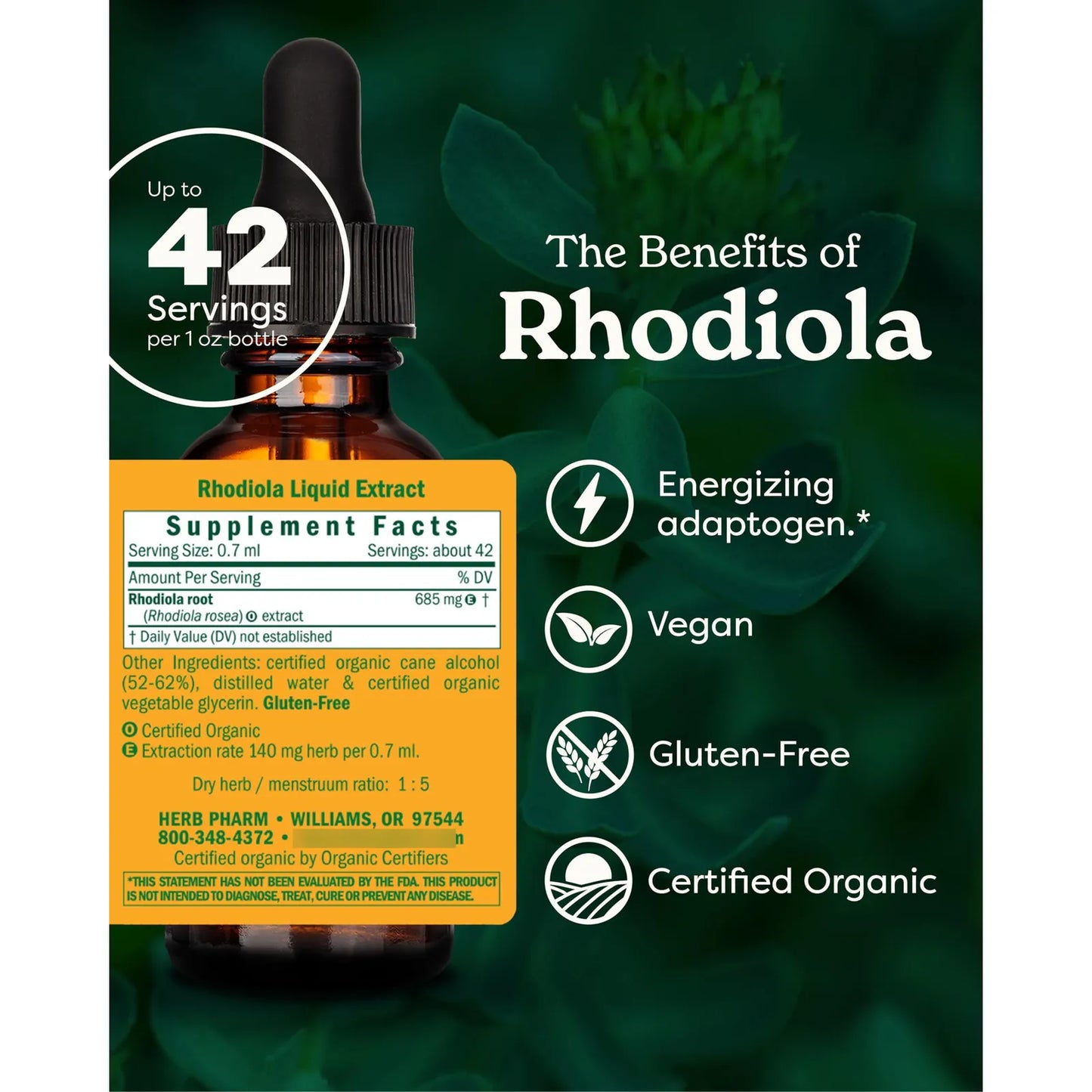 Extracto De Raíz De Rodiola Orgánico Para Energía Y Resistencia 1 Onza