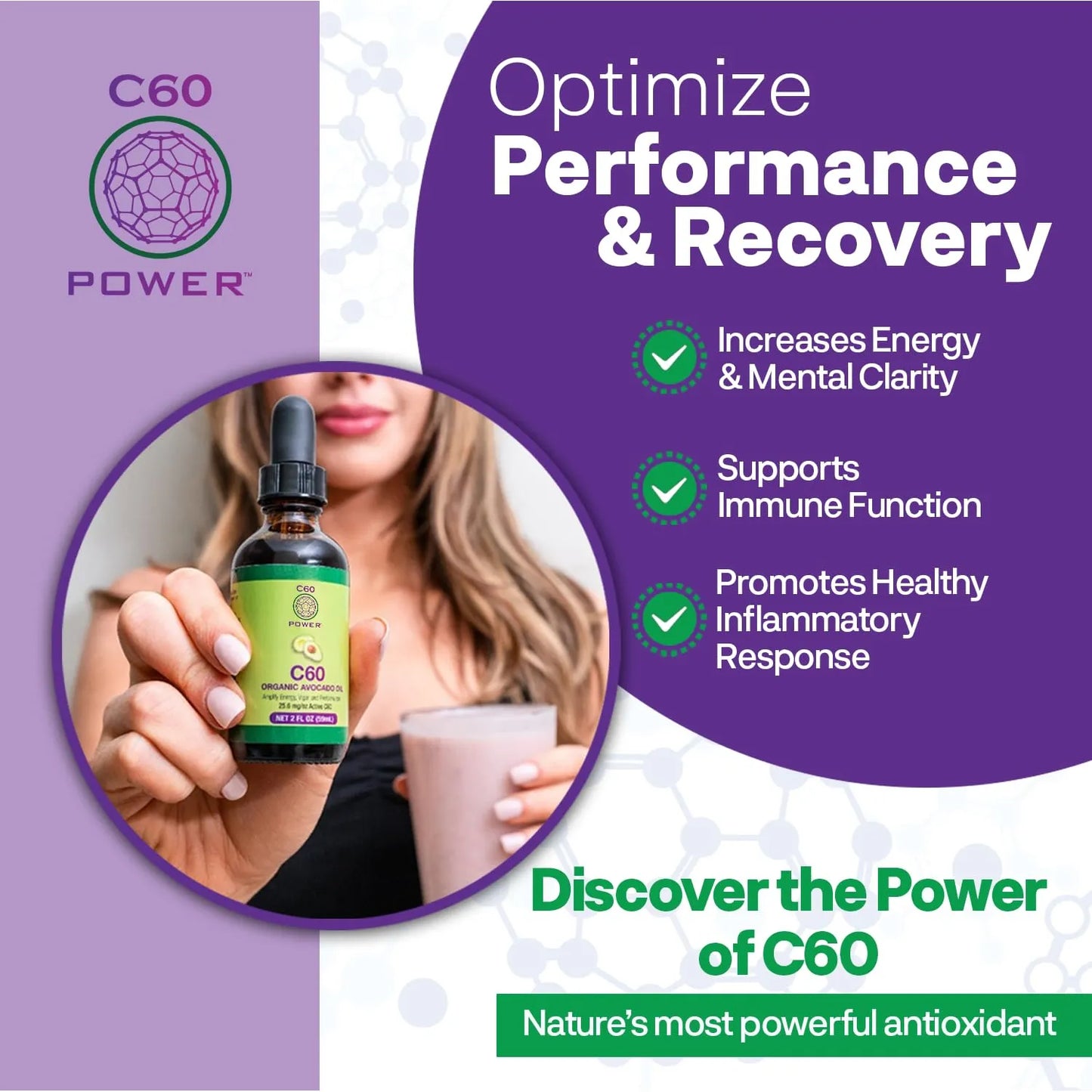 Aceite De Coco Orgánico Mct Con Fullerenos De Carbono 99.9 Energía Y Antienvejecimiento