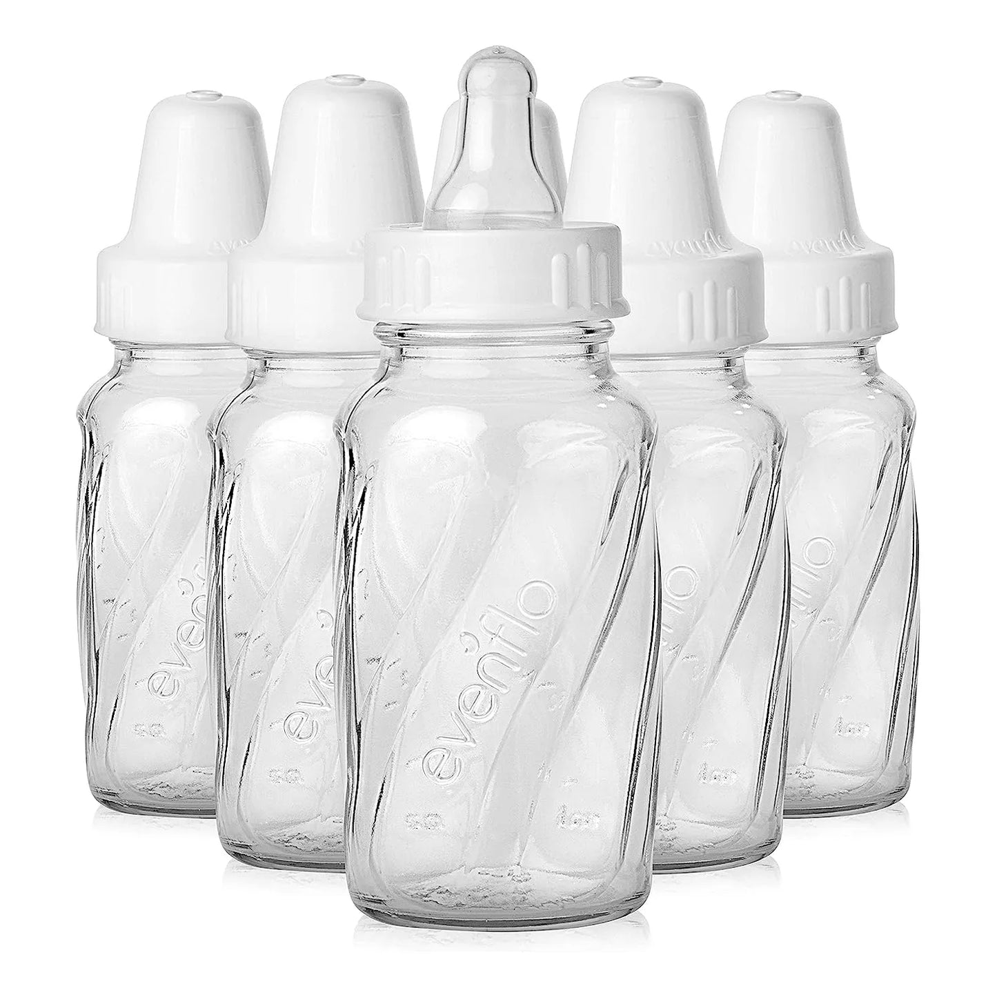 Set De 6 Botellas De Vidrio Evenflo 4oz Twist Libres De BPA Y Ecoamigables
