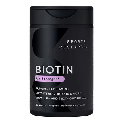 Biotina 10000 Mcg Con Aceite De Coco Cabello Piel Uñas 300 Cápsulas Vegano