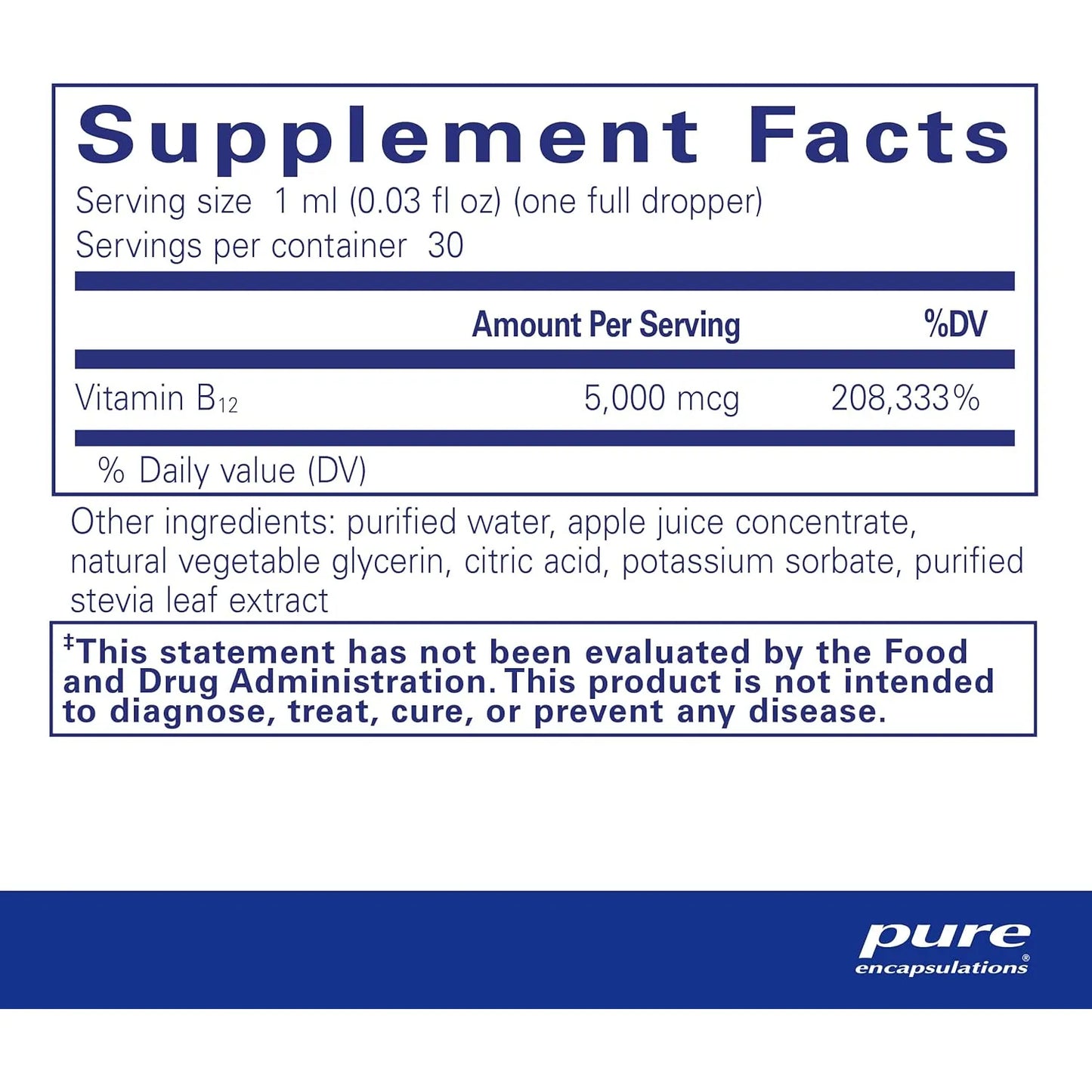 Vitamina B12 5000 Mcg Liquida Pure Encapsulations Energia Y Salud Nerviosa