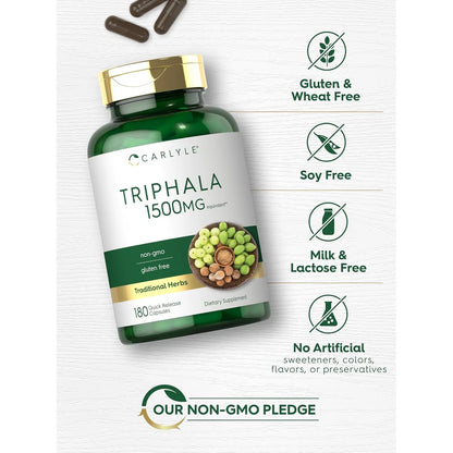 Carlyle Triphala Capsulas 1500 Mg 180 Unidades Digestión Natural Sin Gluten
