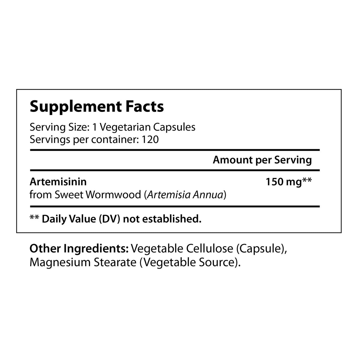 Artemisinina 150mg 120 Cápsulas Extracto Puro Ajenjo Dulce Suministro 4 Meses