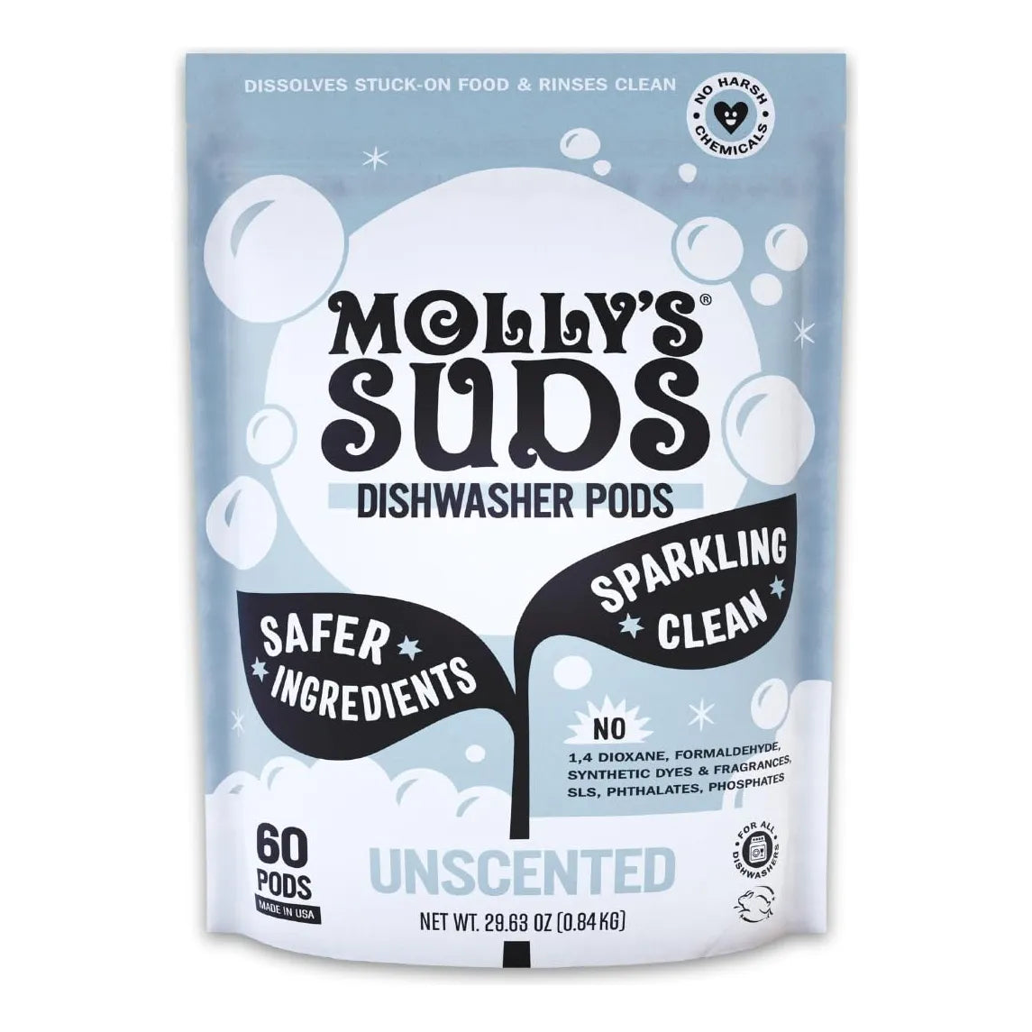 Cápsulas Lavavajillas Mollys Suds Limpieza Profunda Sin Residuos 60 Unid