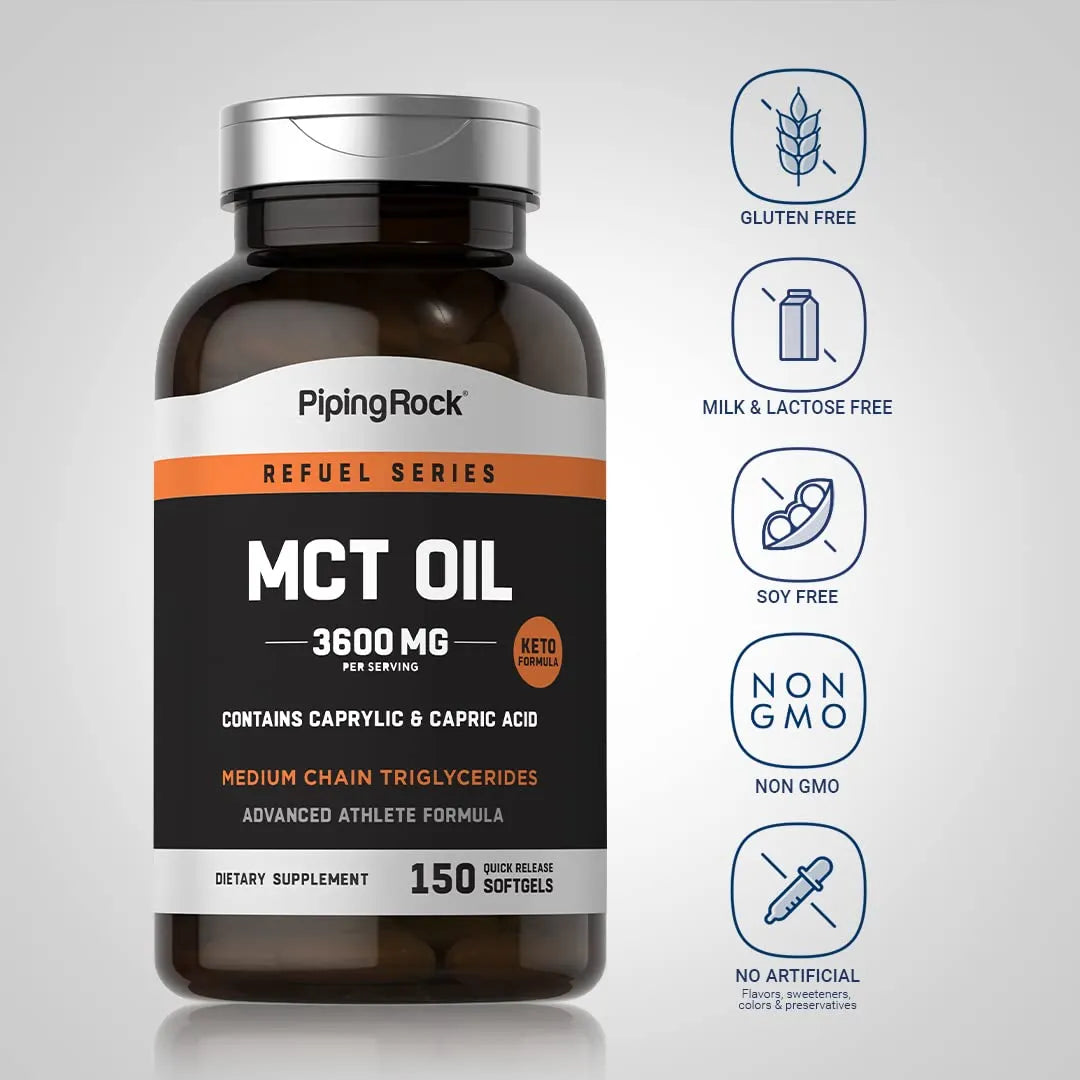 Cápsulas De Aceite MCT 3600 Mg 150 Unidades Suplemento Cetogénico Sin Gluten
