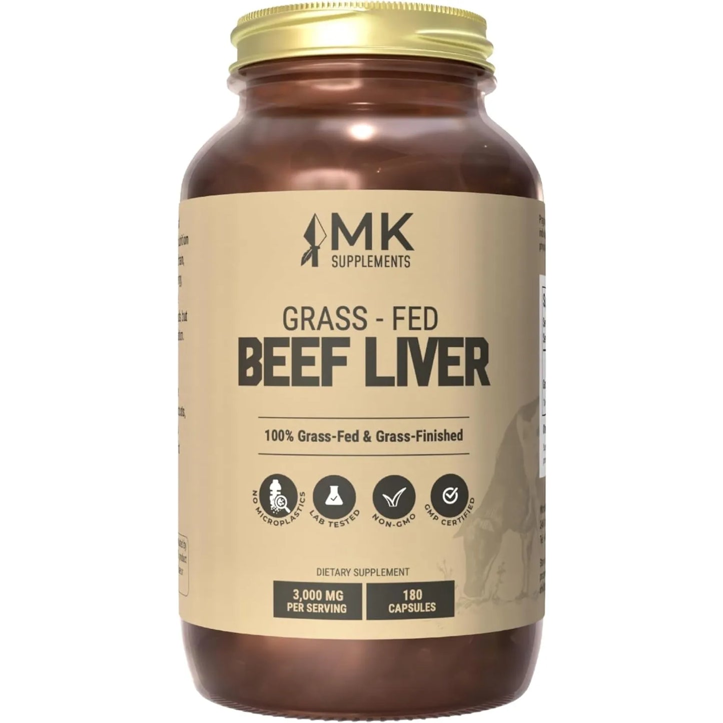 Suplemento De Higado De Ternera Alimentado Con Pasto 3000 Mg 45 Dias Puro Y Natural