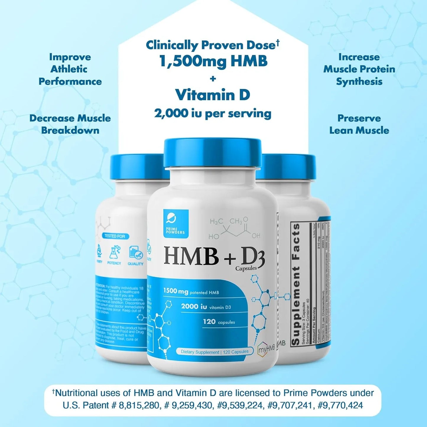 Suplemento HMB Y Vitamina D3 1500 Mg Conserva Músculo Magro Fórmula Clínica