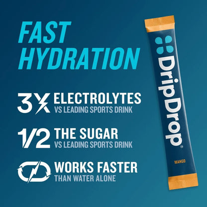Electrolitos En Polvo Sabor Mango Acai Fruta De La Pasión DripDrop Hydration 32 Unidades