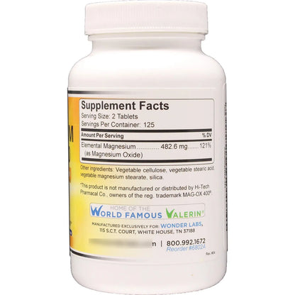 Óxido De Magnesio 483 Mg 250 Tabletas Grado Farmacéutico Salud Ósea Y Cardiovascular