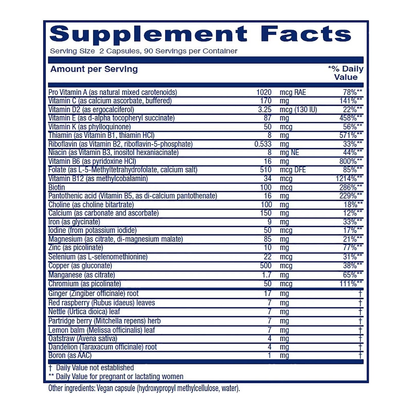 Vitaminas Prenatales Y Posnatales Maternal Symmetry 180 Cápsulas Veganas
