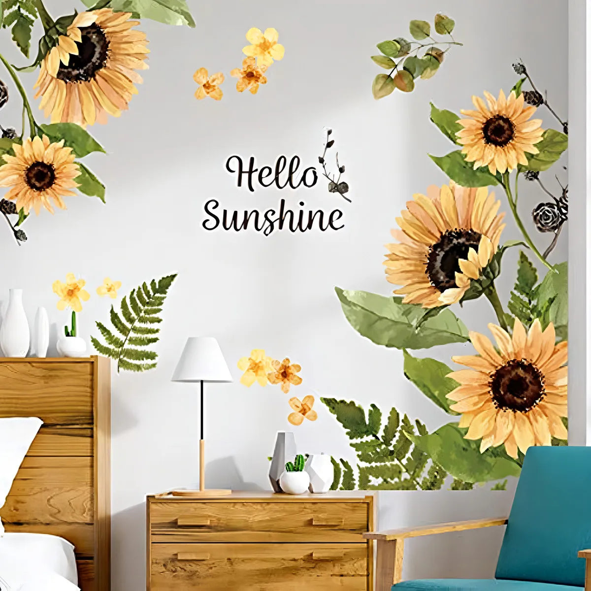 Pegatinas De Pared Girasoles Flores Decorativas Autoadhesivas Facil Aplicacion