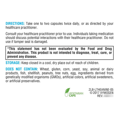 L Teanina Suntheanine 400 Mg Suplemento Para Calma Y Enfoque 60 Capsulas