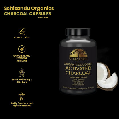 Capsulas De Carbon Vegetal Y Coco Organico 210 Unidades Desintoxicante Y Blanqueador Dental