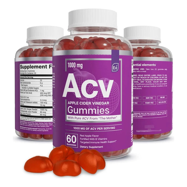 Gomitas De Vinagre De Sidra De Manzana Sabor Natural 60 Unidades Con Vitaminas B